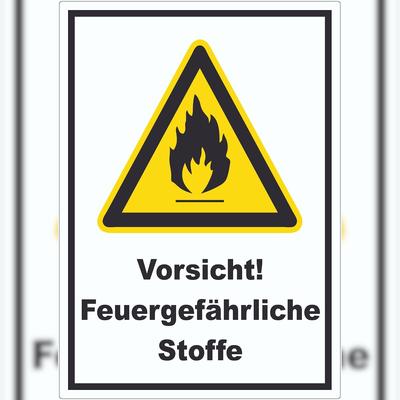 HB-Druck Vorsicht Feuergefährliche Stoffe Aufkleber A2 (420x594mm)