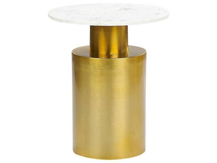 BEISTELLTISCH Metall/Marmor gold/weiß rund 40 cm Ariaga