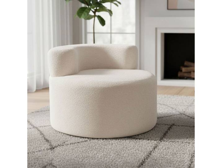 Fauteuil Salon COSTWAY en Forme de Lune Doublure en Peluche Aucun Assemblage Requis Blanc