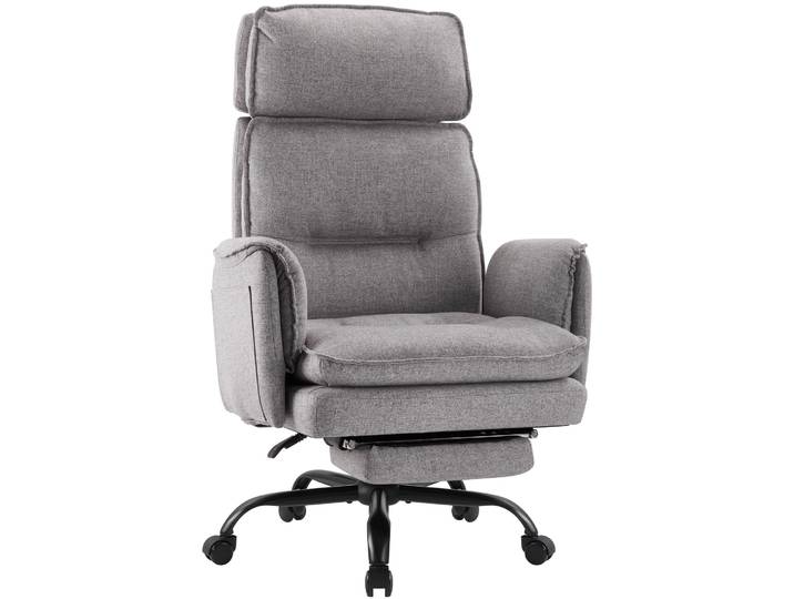 IWMH Chaise de bureau\, chaise de bureau avec accoudoirs\, canapé en similicuir avec roulettes\, réglable en hauteur Fauteuil de direction - Gris