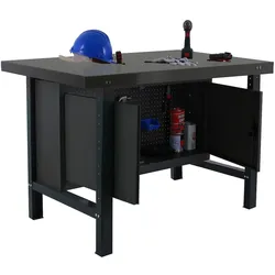 SimonRack Arbeitstisch für Werkstatt, 1500x730 mm, Schrank, Metall-Arbeitsplatte, Tragfähigkeit 600 kg, Schwarz - BT-6