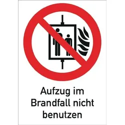 Folie Aufzug i.Brandfall nicht benutzen 185x131mm rot/weiß