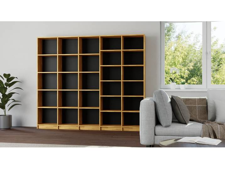 Große Bücherwand aus Kernbuche Kernbuche Natur geölt