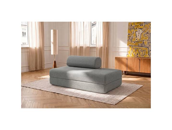 Canapé compressé convertible et modulable 2 places en tissu lisse gris