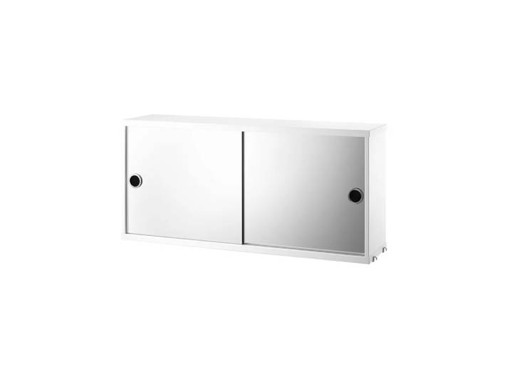 String Armoire à portes coulissantes String blanc, portes coulissantes miroir, 78x20 cm