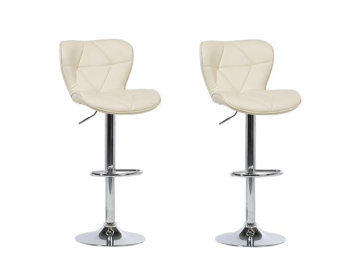 Beliani Barhocker 2er-Set Kunstleder Beige Valetta, Metall, 48x109x39 cm, Esszimmer, Barmöbel, Barhocker