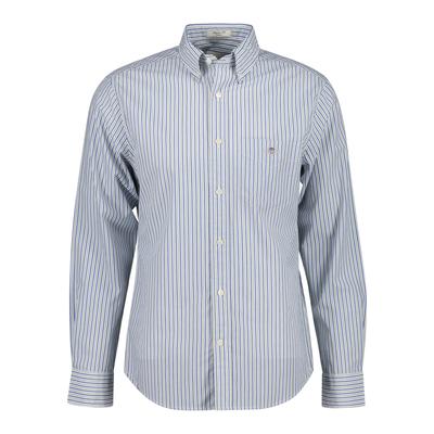 Langarmhemd GANT "REGULAR POPLIN STRIPE SHIRT", Herren, Gr. XL, N-Gr, blau (surplus mint), Web, Obermaterial: 100% Baumwolle, regular fit normal, Rundhals, eingesetzt Manschette, Hemden, Regular fit mit Streifenmuster