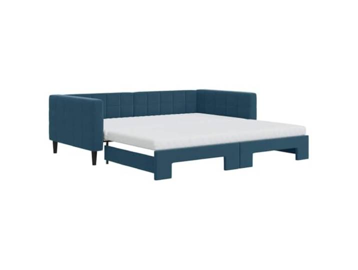 PUGYNBK Schlafsofa Nest, Samt, Blau, 100 x 200 cm 2 in 1, 2 Schaumstoffmatratzen, Holz- und Metallstruktur, modernes Design, Basis mit Latten