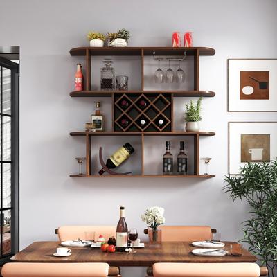 PARISLOFT Wall Mounted 3-Tier Rustic Wine Rack with Central Wine Grid - 47.24 x 9.06 x 40.5''