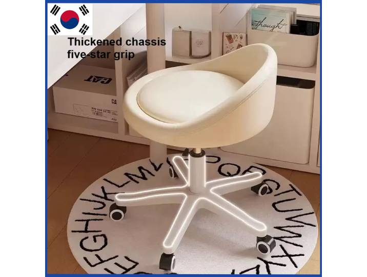 Chaise de vanité crème – Tabouret de maquillage à dossier souple avec siège confortable, chaise de manucure et de dressing pour la maison simple