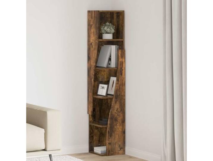 HPUYRFG Eckschrank 27,5x27x140cm aus Holzwerkstoff in Räuchereiche Modernes Eckdesign, matte Oberfläche, viel Stauraum, robuste Holzwerkstoff-Konstruktion, wandmontage erforderlich, für