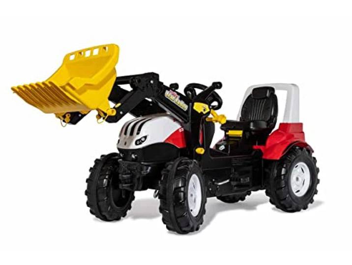 ROLLY TOYS rollyFarmtrac Steyr 6300 Terrus CVT 730001 (von 3-8 Jahre, Flüsterlaufreifen, längen-und höhenverstellbarer Sitz), rot