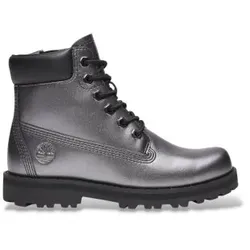 Timberland Unisex für Kinder. TB0A6BMEANO1 Graue Courma Kid Lederstiefel (33), Silber, Wohnung, Reißverschluss, Lässig, Kinderbekleidung