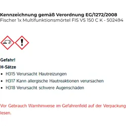 Fischer 1x Multifunktionsmörtel FIS VS 150 C K - 502494