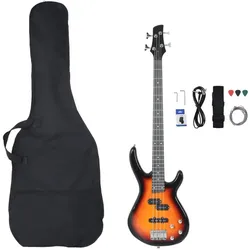 vidaXL Cortenin (E-Bass, Holzwerkstoff, Massives Birkenholz, Pappelholz), Gitarre, Braun