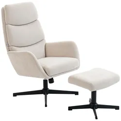 RELAXSESSEL-MIT-HOCKER 2er Set Polyester Metall Beige