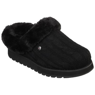 Pantoffel SKECHERS "KEEPSAKES - ICE ANGEL", Damen, Gr. 40, Warmfutter, schwarz, Textil, Schuhe, Hausschuh in Strick-Optik