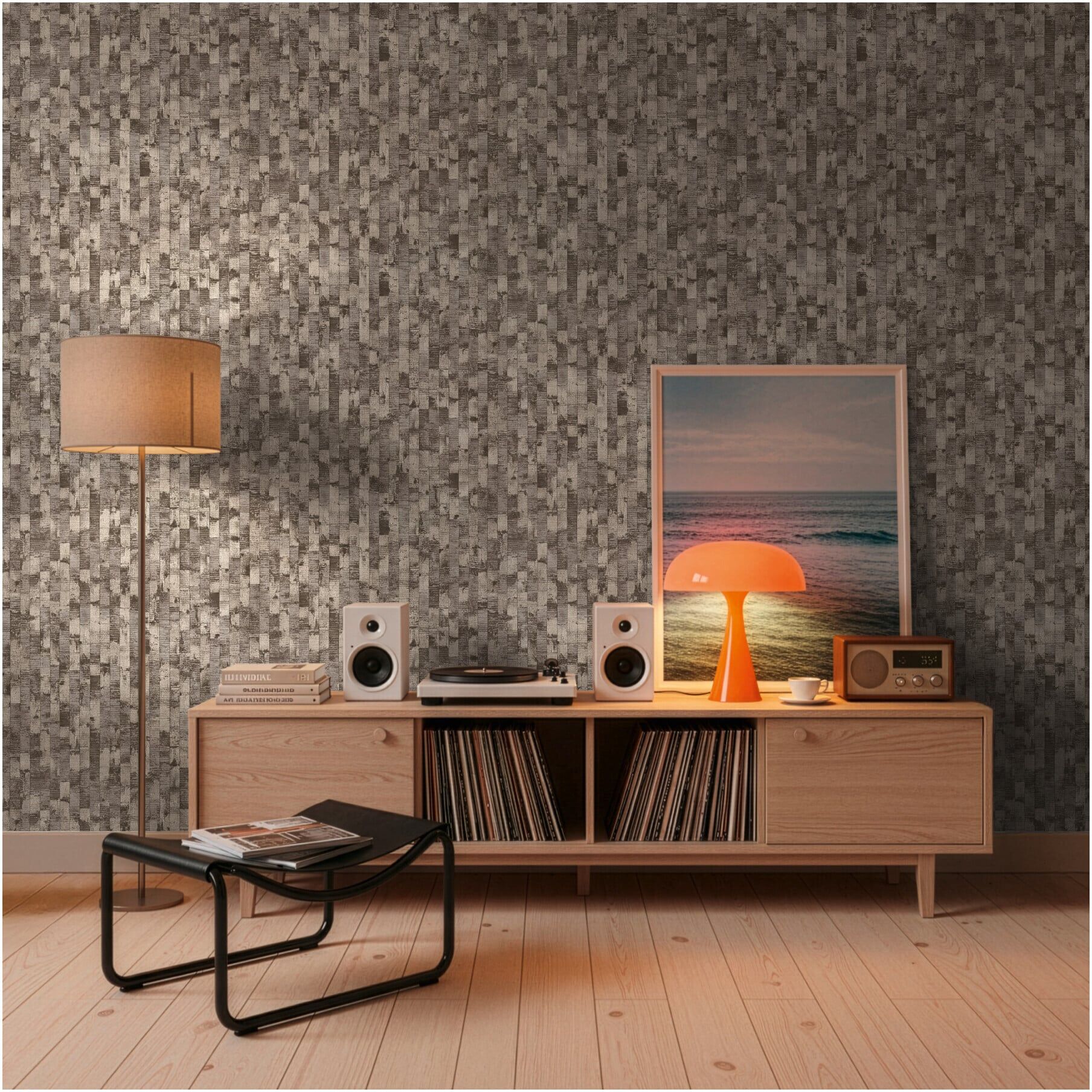 A.S. Création Vliestapete Vibes & Styles 10,05 x 0,53 m Grafik Anthrazit Metallic strukturiert (790082)