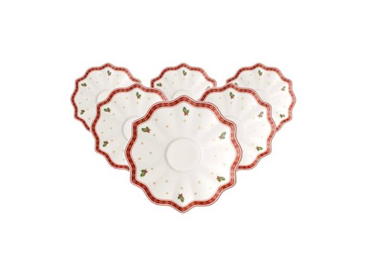 Villeroy & Boch Toy's Delight Kaffee-/Tee-Untertasse, 17,5 cm, Unterteller mit Weihnachtsdekor, Weihnachtsgeschirr aus Premium Porzellan, Weiß/Rot