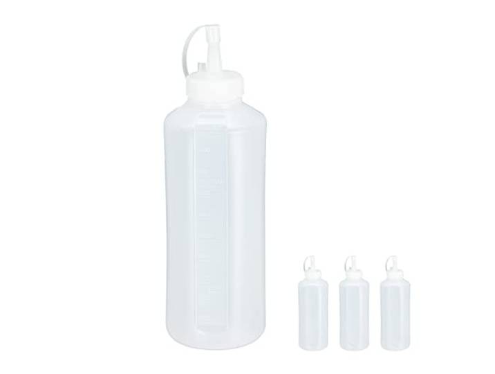 Relaxdays Bouteille à sauce\, lot de 8\, 1000 ml\, squeeze bottle à remplir\, récipient plastique\, ketchup\, transparent