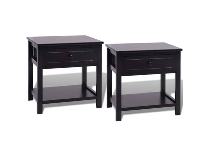 Heofavd Nachttische 2er Set Holz Beistelltisch mit Schublade Schwarz