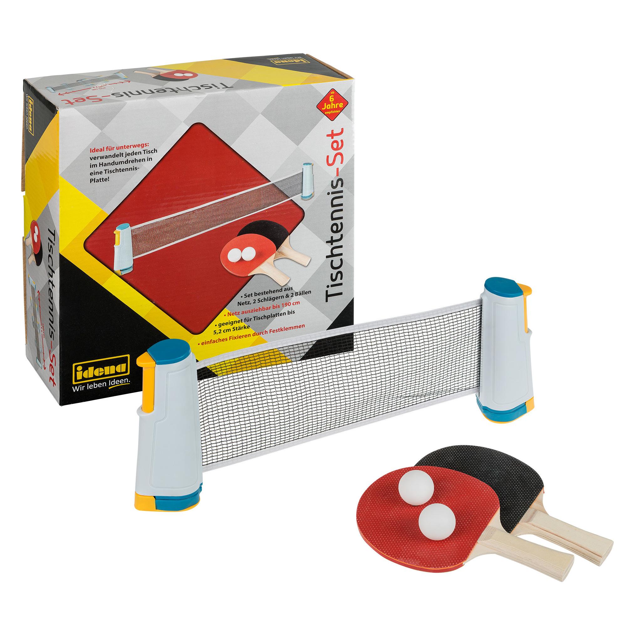 Idena Tischtennis-Set Netz,2 Schläger,2 Bälle (40204)