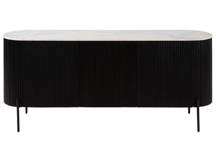 Sideboard Mango 180x40x76 schwarz lackiert / Marmor weiß BARCELONA #101