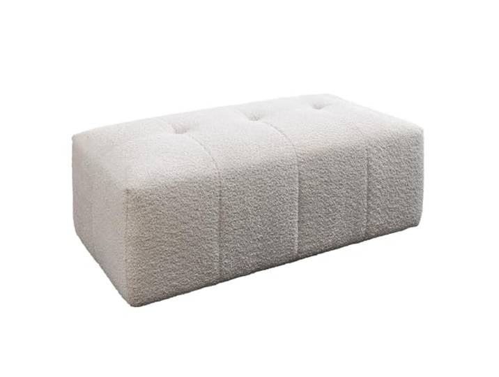 Riess Ambiente Hocker ROYAL 118cm - Champagner beige - Bouclé Ziersteppung hochwertige Verarbeitung, vielseitig kombinierbar, langlebige Verarbeitung, stabile Konstruktion, Ablagefläche