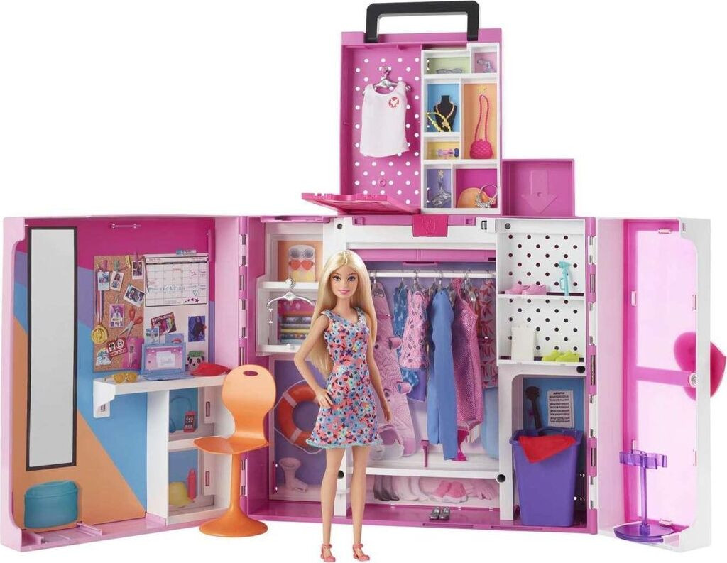 Mattel Barbie Droomgarderobe met pop (blond), accessoires en kleding