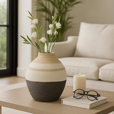 Sagebrook Home Striped Woven Textured Vase, Multi, Round
