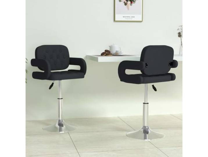 HEFZGDB Drehbare Esszimmerstühle 2 STK. Schwarz Kunstleder Höhenverstellbar mit Gasdruckfeder Drehstuhl für Essbereich und Wohnzimmer Moderner Sitzkomfort Stahlgestell