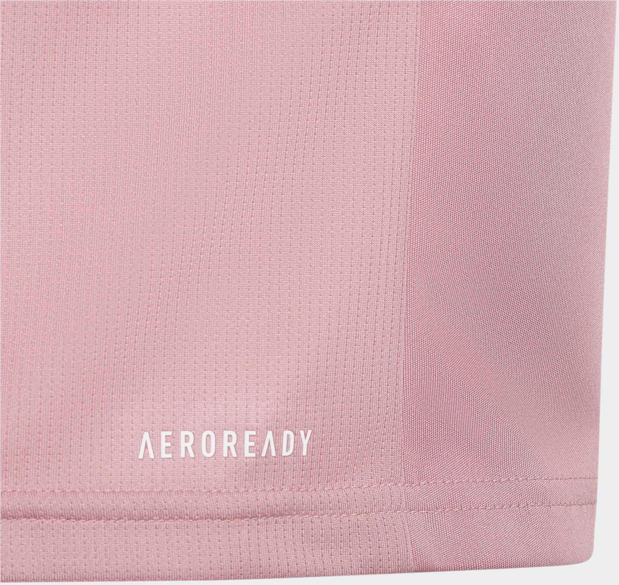 T-Shirt ADIDAS SPORTSWEAR "TRAIN ESSENTIALS REGULAR FIT LOGO TRAINING KIDS", Mädchen, Gr. 170, rosa (magic mauve, weiß), Obermaterial: 100% Polyester, normal, Rundhals, Shirts T-Shirt magic mauve, weiß 170