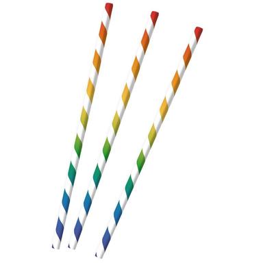 12 Trinkhalme aus Papier Regenbogen Farben