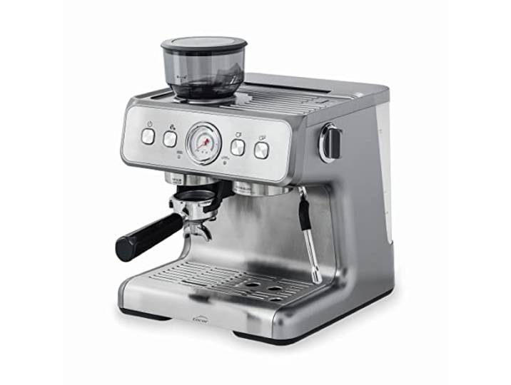 LACOR - 69428 - Espressomaschine Pro, für die Zubereitung aller Arten von Kaffee, manuelle und automatische Funktion, mit Vaporizer und Mühle, Zubehör enthalten, 20 bar, Edelstahl, 1550 W, 2.8 l