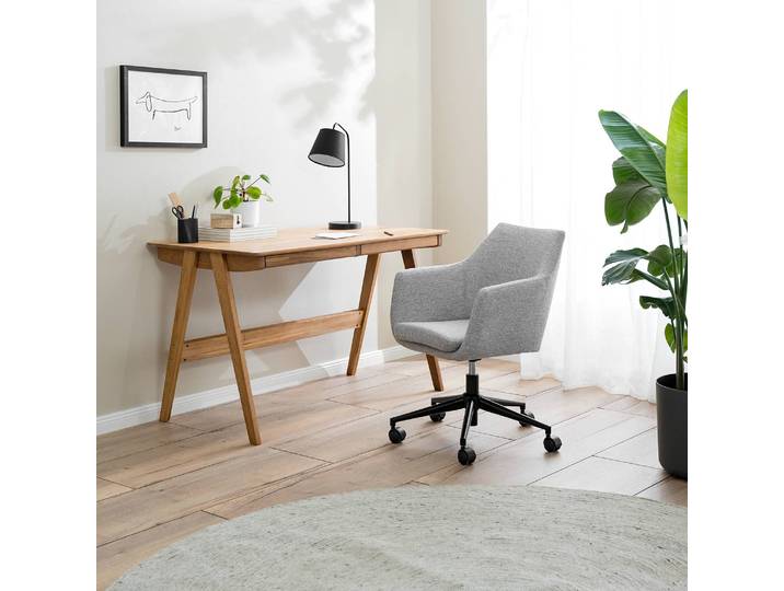 Bürodrehstuhl 58 x 91 x 58cm Webstoff Stefka: Hellgrau Grau/Grau Schwarz