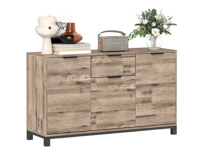 CollaHausse Buffet Style Industriel Tiroir 3 Armoires Bois Marron 120x36 5x70 cm