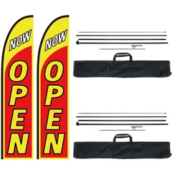 VEVOR Offene Flaggen mit Mastsatz, Werbeflaggen für Unternehmen im Außenbereich, Werbe-Federflaggensatz, inkl. 2 Bannerflaggen, 2 Masten, 2 Bodenpfählen, Open Sign Swooper-Flaggen für Unternehmen 5 m