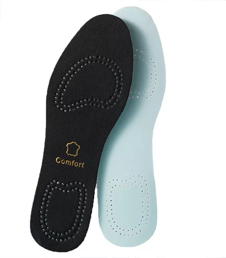 INF Paire de Semelles Intérieures en Cuir Noir - Confort Cuir Véritable & Latex, Respirantes & Absorbant les Chocs 45-46