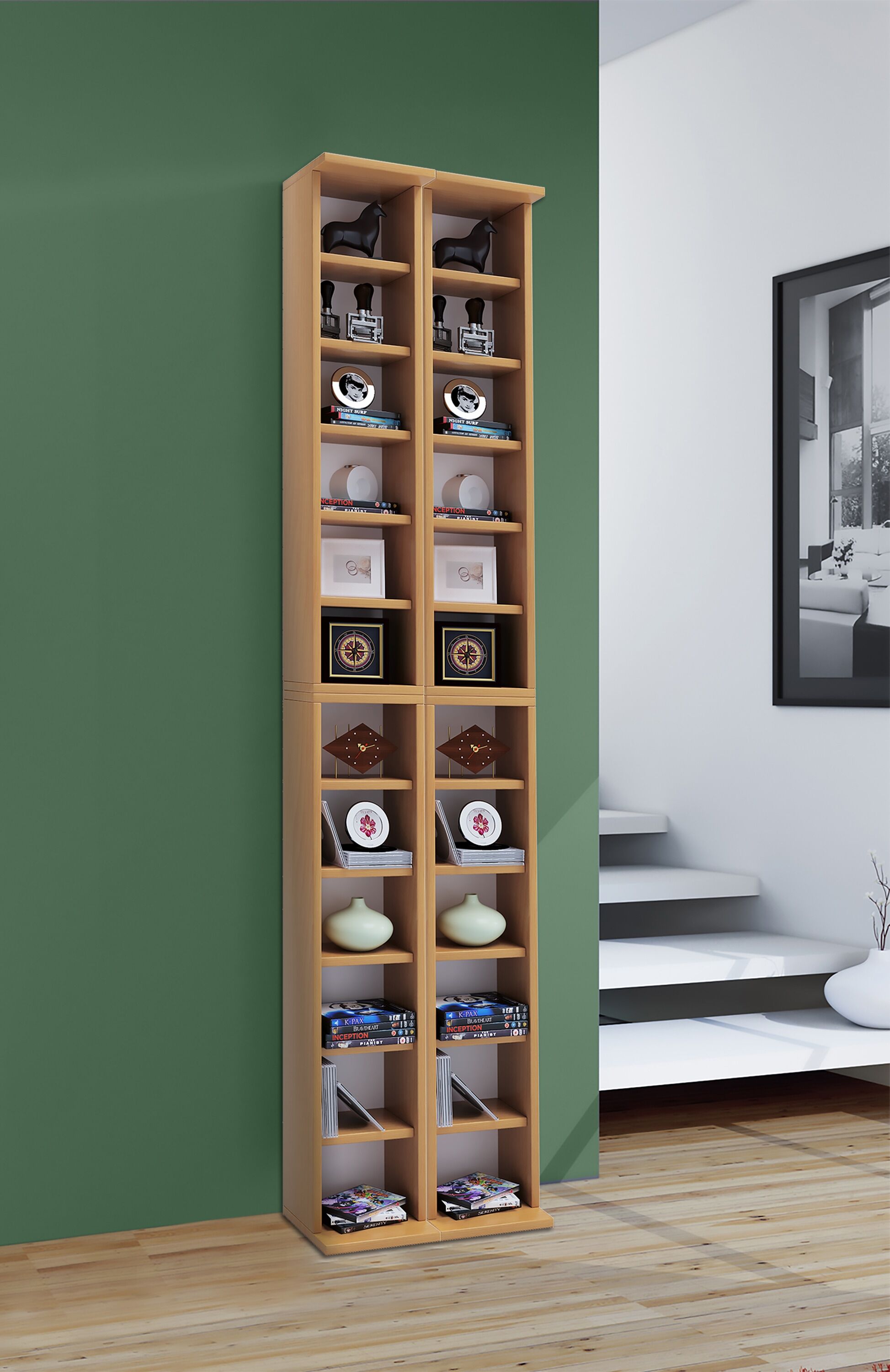 Media-Regal VCM "Holz CD DVD Stand Regal Schrank Ständer Almera", braun (buche), B:42cm T:20cm, Regale, Media-Regal