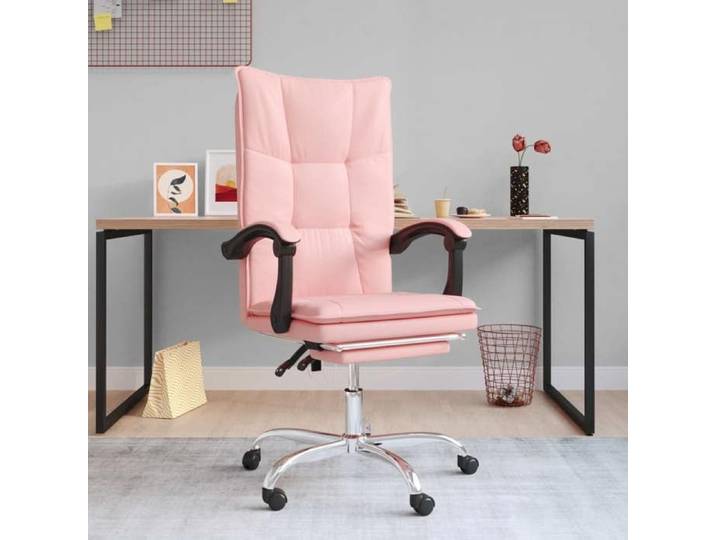 SALE 2026  Chaise pivotante de bureau Rose - Fauteuil inclinable de bureau Rose Similicuir PRO200784096