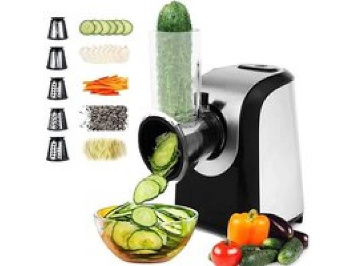 Coupe-Légumes Électrique Professionnel 150 W En Acier Inoxydable Avec 5 Tambours De Coupe Pour Fruits Légumes Et Fromages
