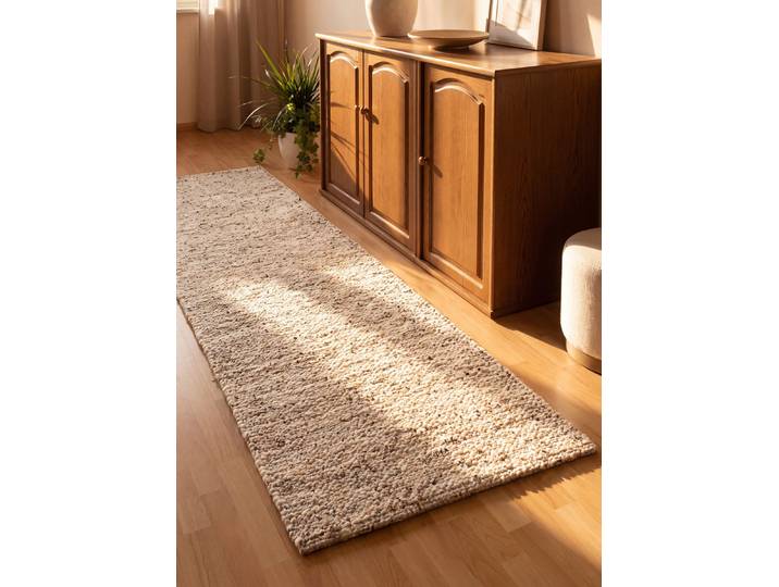 Handgewebte Teppiche aus dem Allgäu, Creme, Größe 113 (Brücke, 70x130cm)