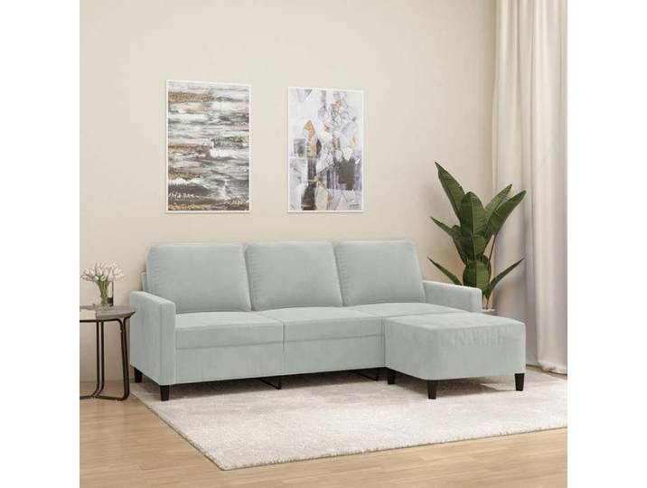 Fauteuil inclinable 3 Places Fonction Inclinable Gris Clair en Velours