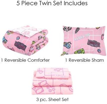 Kidz Mix Gamer Girl Bed In A Bag, Twin