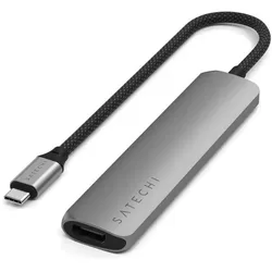Satechi ST-P6SM (USB-C, 6 Ports), Dockingstation + USB Hub, Grau, Schwarz