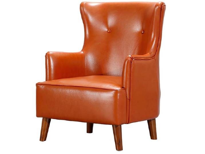 Xlmoebel Ohrensessel Luxus-Einzelsessel in Orange aus Kunstleder für stilvolles Wohnen (Sessel), Hergestellt in Europa