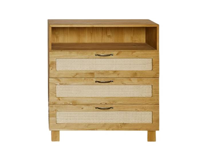 Commode à langer sapin massif fibres naturelles marron clair