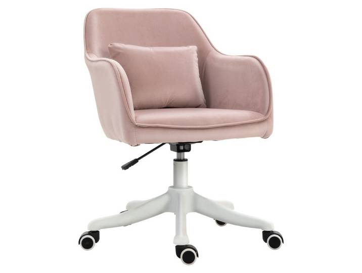 Chaise de bureau velours fauteuil bureau massant coussin lombaire intégré hauteur réglable rose poudré