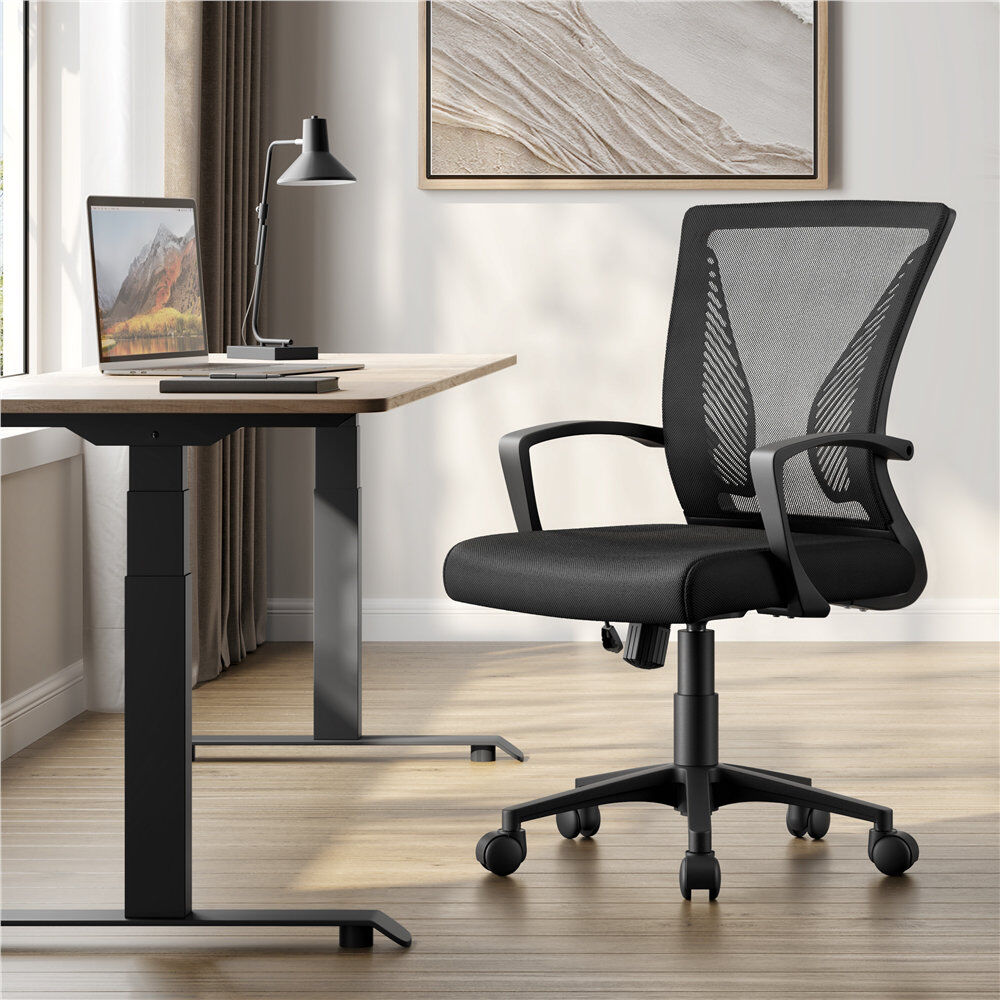 Yaheetech Mid-back Mesh Office Chair Black/Black 100cm H X 60cm W X 60cm D