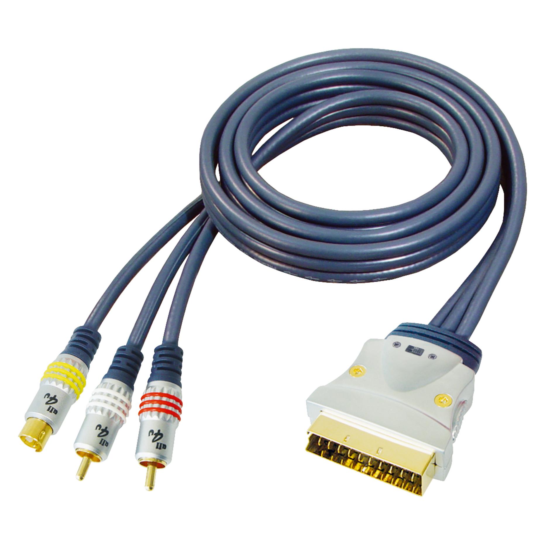 GR-Kabel Scart- / Cinch- + S-VHS-Kabel (5 m) (PB-482)